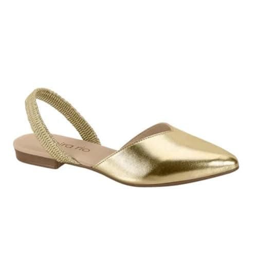 Sapatilha Mule Feminina Beira Rio Conforto Calce Fácil Bico Fino (Dourado, BR, Adulto, Numérico, 35)