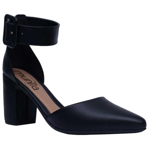 Sapato Salto Grosso Scarpin Sandália Salto Bloco Moda (Preto, BR, Adulto, Numérico, 35)