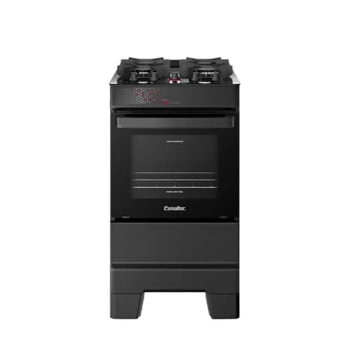 Fogão Esmaltec Ideal Top Glass 4 Bocas Automático Mesa de Vidro Preto Bivolt