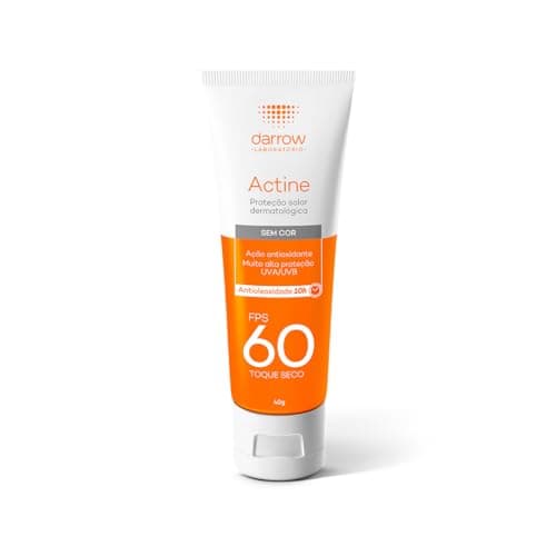Darrow Actine Protetor Solar Dermatológico FPS 60 com Ação Antioxidante e alta proteção UVA/UVB, Controla Oleosidade e com Toque Seco, 40g