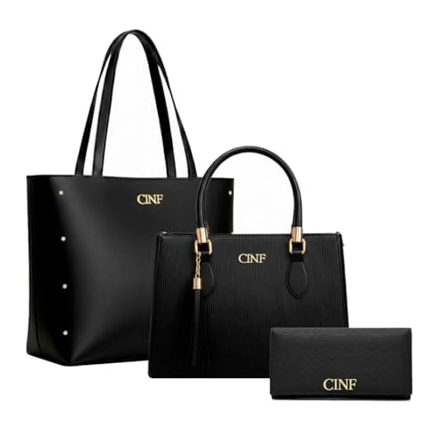 Kit Bolsa Feminina Sacola De Ombro Transversal De Mão E Carteira (Preta)