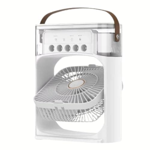 Mini Climatizador e Umidificador Portátil USB 3 em 1 | Ventilador de Mesa Pessoal Silencioso com Luz Noturna LED para Casa, Escritório e Viagem