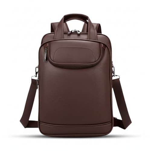 Mochila Couro Reforçada Executiva Grande Mochila para Notebook Trabalho Viagem Escola com Cabo de Aço Impermeável (Marrom)