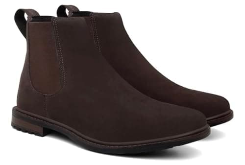 Botina Bota Masculina Chelsea Couro Camurça Estiloso Rodeio Country (Marrom, BR, Adulto, Numérico, 39)