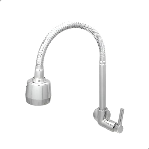SOFTINOX Torneira de Cozinha Gourmet de Parede C75 em Inox - Mecanismo 1/4 de Volta, Duplo Jato, Cromo Triplo