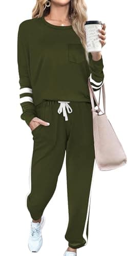 RUBZOOF Conjunto de 2 peças de moletom feminino casual, conjunto de duas peças, P-3GG, Verde militar 14, G