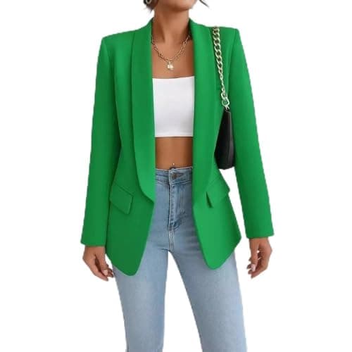 Blazer Feminino Alfaiataria Social Longo Max – Versátil, Sofisticado, Elegante e Caimento Impecável (BR, Alfa, M, Regular, Regular, Verde)