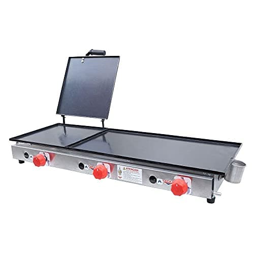 Chapa Semiprofissional 31x90 A Gás Baixa Pressão Chapeira Inox com 3 Queimadores e Prensa
