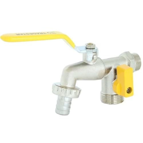 Torneira Com Duas Saídas Metal Para Jardim Quintal Tanque Com Bico 1/2" e 3/4" | Fertak