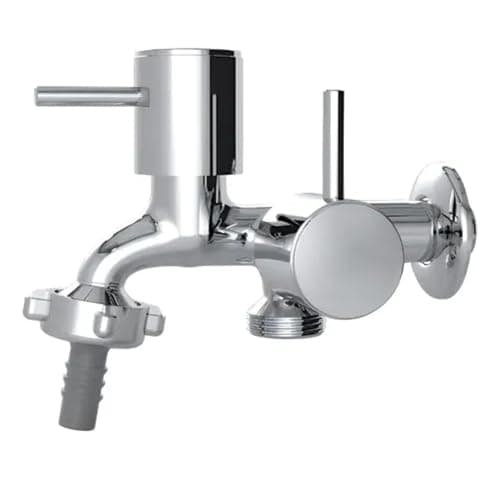 Torneira Dupla de Metal Cromada para Tanque e Máquina de Lavar, 1/4 de Volta