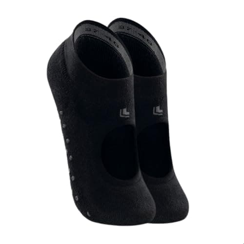 LUPO Meia Pilates Antiderrapante Sport Sapatilha Feminina Algodão, Preto, M (37-40)
