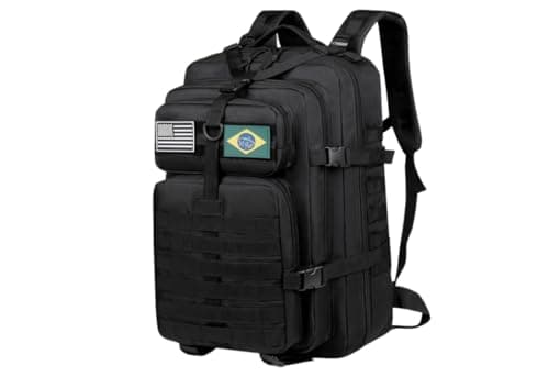 Mochila Tática Militar 50L Impermeável Nylon Oxford com Sistema MOLLE – Mochila Grande para Camping, Trilha, Trekking e Viagem, Alta Capacidade, Mochila Militar Resistente para Aventura (Preta)