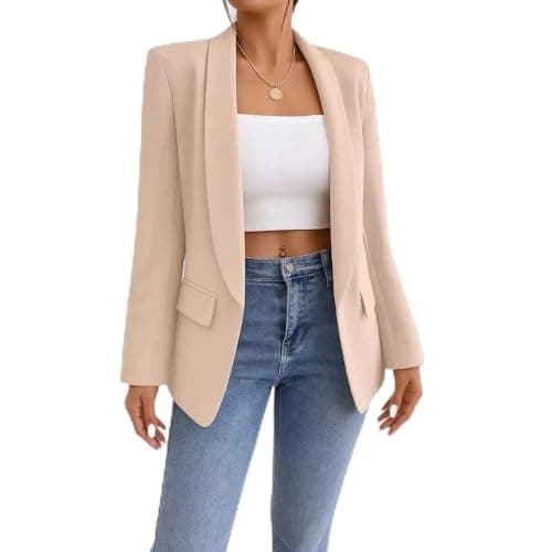 Blazer Feminino Alfaiataria Social Longo Max – Versátil, Sofisticado, Elegante e Caimento Impecável (BR, Alfa, P, Regular, Regular, Bege)