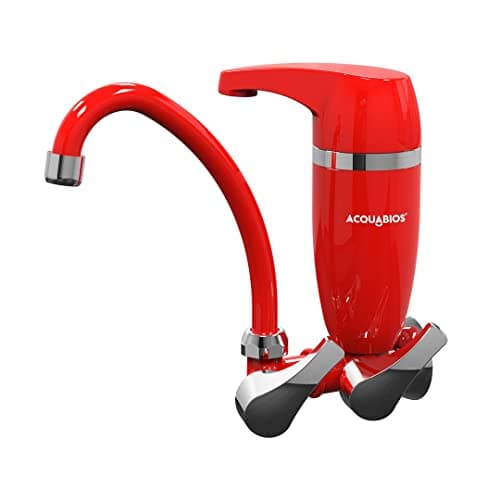 Torneira Móvel com Filtro Parede Acqua Premium Acquabios Vermelha e Cromada