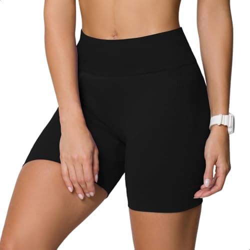 SELENE Short Sem Costura Canelado Academia Fitness Feminino Adulto, Preto, G