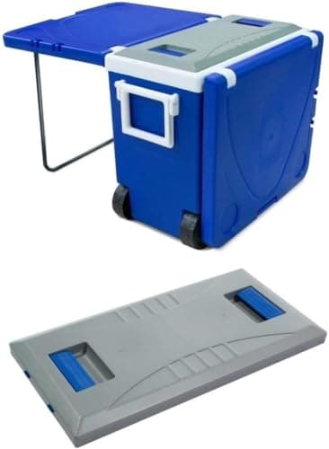 Caixa Cooler Termica 32 Litros 5 em 1 Com Rodinhas Alças de Transporte Mesa Cadeira Multifuncional Ampamento Camping visite nossa loja Leo Top Store