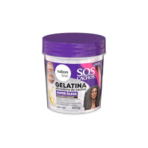 Salon Line, Gelatina Ativadora de Cachos, S.O.S Cachos Super Óleos, Nutrição Extraordinária, Veganos - Para Cabelos Cacheados, 400 g