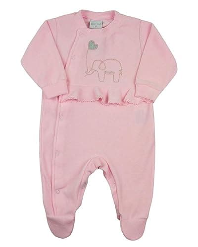 Macacão Bebê Menina em Plush Ano Zero – Bordado de Elefantinho com Coração (Rosa, M)