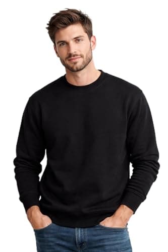 Moletom Blusa de Frio Masculino Feminino Flanelada Unissex Gola Redonda Liso Sem Capuz Macio (BR, Alfa, GG, Regular, Regular, Preto)