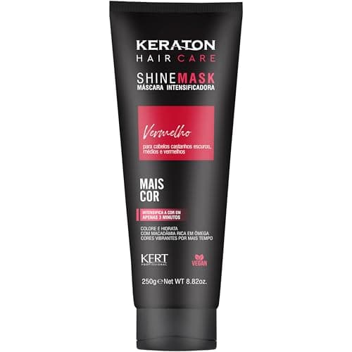 Keraton, Máscara matizadora hidratante, Trata e colore, Para cabelo castanho escuro, médio e vermelho, Shine Mask, 250g, Vermelho