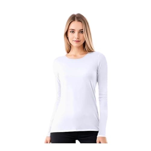 Blusa Térmica Manga Longa Feminina Peluciada Inverno (BR, Alfa, G, Regular, Branco)