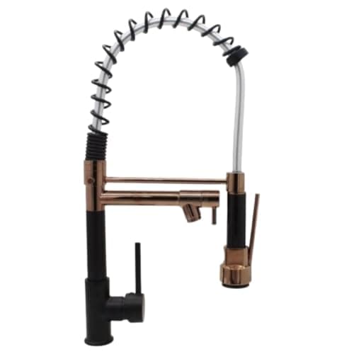 Torneira Gourmet VIP com Misturador Monocomando Água Quente e Fria Preto com Rose Gold