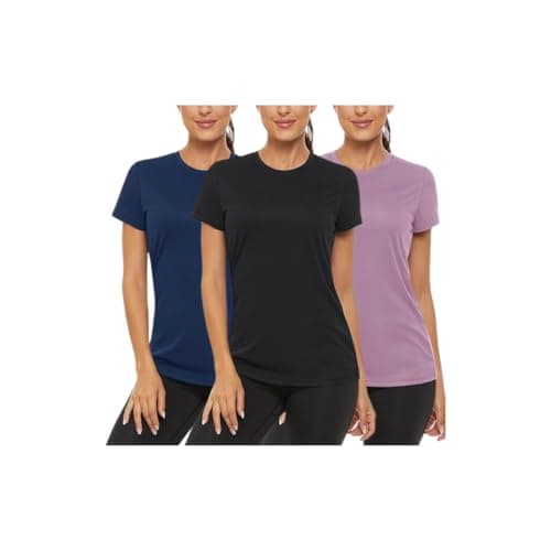 Kit 3 Camiseta Camisa Dryfit Feminina Treino Academia Casual (BR, Alfa, GG, Regular, Preto/Marinho/Lilas)