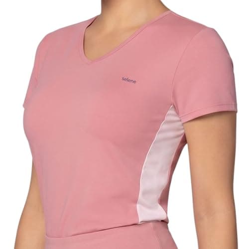SELENE Camiseta Dry Fit Feminina Proteção UV 50+ Academia Esportiva Feminina, Rosê/Rosa Claro, G