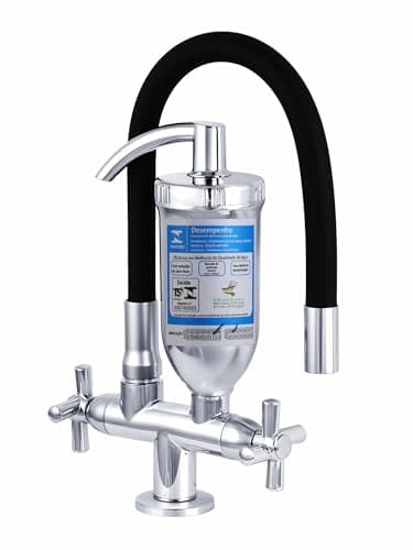 Torneira Cozinha Bancada Com Filtro Purificador De Água Preta Para Pia Balcão Mesa Flexível Móvel Silicone 1/4 Volta