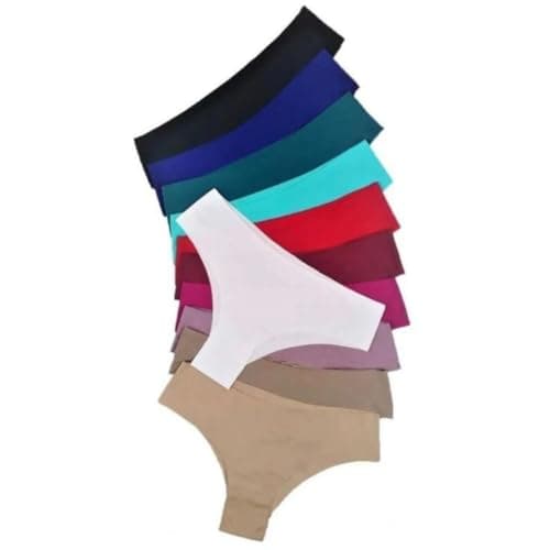 Kit 5 Calcinhas Tanga Laser Sem Costura Confortável Não Marca com Forro 100% Algodão TOQUE INTIMO (BR, Alfa, M, Regular, Multicolorido)