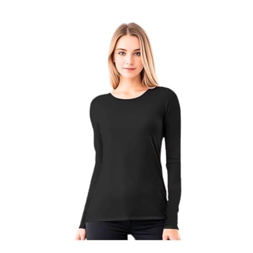 Blusa Térmica Manga Longa Feminina Peluciada Inverno (BR, Alfa, G, Regular, Preto)