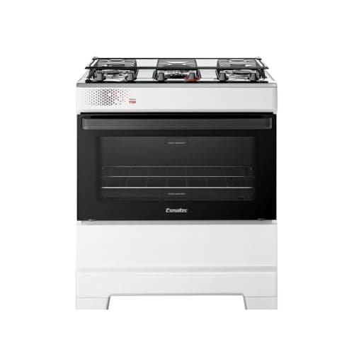 Fogão Esmaltec 5 Bocas Ideal Top Mesa Inox Tampa de Vidro Forno 84 Litros Branco T5IAB Bivolt