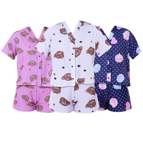 Kit 3 Pijamas Americano Miami Com Botões Funcionais (BR, Alfa, GG, Regular, Regular, Sortidos)