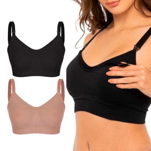 Kit 02 Sutiãs Trifil Amamentação Sem Costura Com Abertura e Alças Regulavéis | 1 Preto - 1Macadâmia | 48