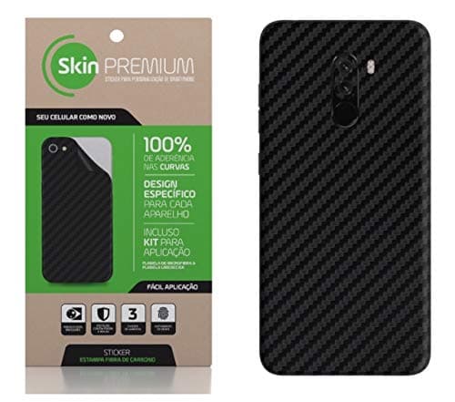 Adesivo Skin Premium Fibra Carbono Frente e Verso Preto Xiaomi Pocophone F1