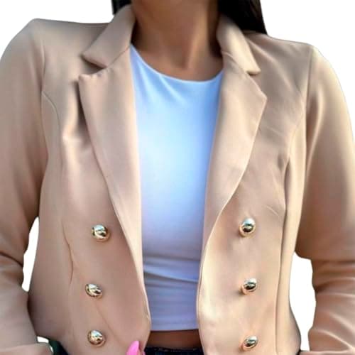 Blazer Feminino Casaquinho Cropped Alfaiataria Casaco Social Trabalho (BR, Alfa, GG, Regular, Regular, Nude)