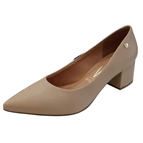 Scarpin Vizzano Pelica Salto Bloco Bege - Feminino - 36 - Bege