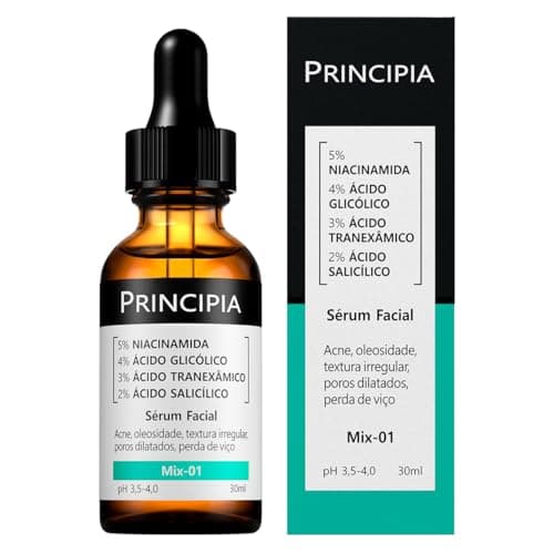 PRINCIPIA, Sérum 5% Niacinamida + 4% Glicólico + 3% Tranexâmico + 2% Salicílico Principia Skincare Mix-01 - Anti-acne com 30ml