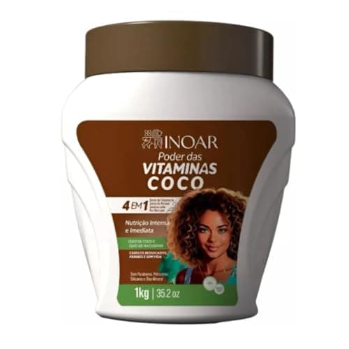 Inoar, Creme De Pentear, 4x1, Poder Das Vitaminas Coco, Nutrição Intensa E Imediata - Ressecados, Frágeis E Sem Vida - 1kg