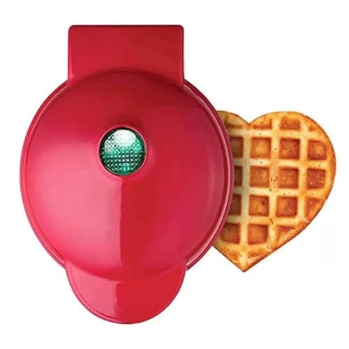Mini Máquina de Waffle Formato Coração Elétrica p/Café da Manhã 110V (Vermelho)