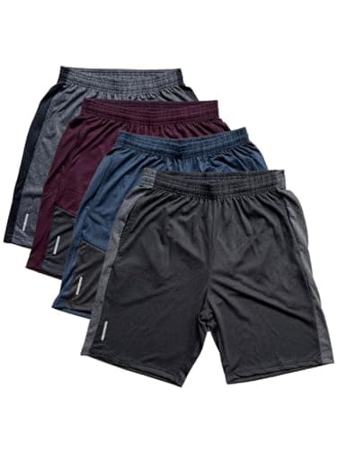 Genérico Kit 4 Shorts Masculino Dry Fit Academia Fitness Com Bolsos Malha Fria (BR, Alfa, M, Regular, Regular, 1 De Cada Cor)