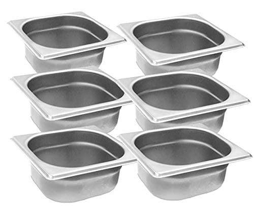Conjunto 6 CUBAS Gastronômicas Em INOX GN 1/6x65 mm 1 Litro Originais ZAHAV