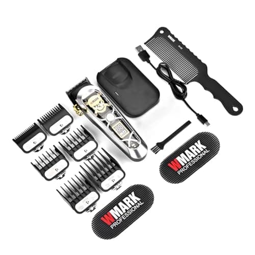 WMARK Máquina De Cortar Cabelo Profissional Alta Velocidade Para Homens, Sem Fio E Com Fio, Visor Lcd, 6 Pentes-Guia *1 Pente, Masculino Ng-130 (Prata)