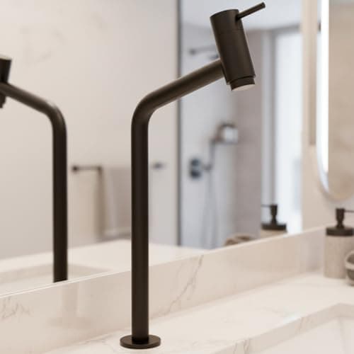 Torneira Banheiro Lavabo Bica Alta Bancada Inox Preto Fosco Link 45° Beltempo