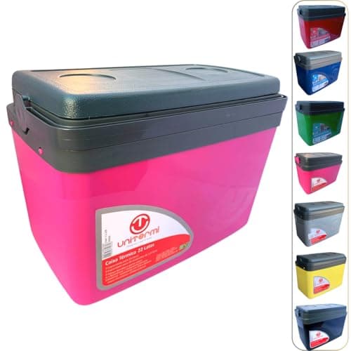 Caixa térmica Cooler 15L Alça Tampa bandeja Floripa Unitermi Cerveja Água Suco Praia Churrasco (ROSA)