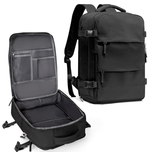 Mochila de viagem coowoz unissex, grande, mala de mão, mochila para trilha, Preto, Large