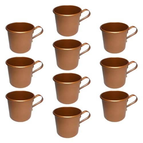 Kit Jogo 10 Caneca Copo Moscow Mule Alumínio Cor Cobre 350ml Para Eventos e Festas