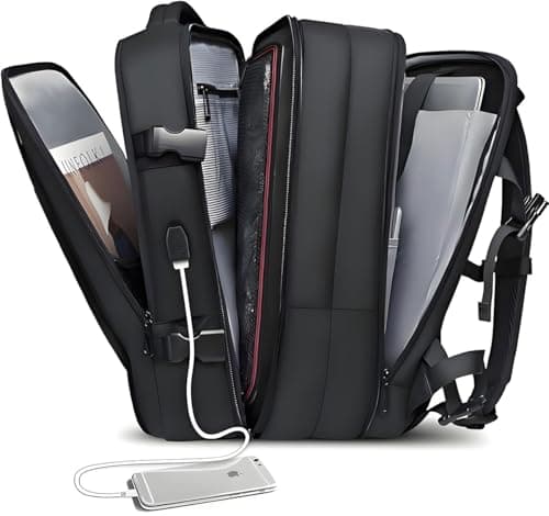 Romantic Crown Mochila de Viagem Expansivel Masculina Feminina, Mochila Para Notebook Executiva Impermeável Reforçada Cabo USB, Trabalho, Escola, Viagens (Preto)