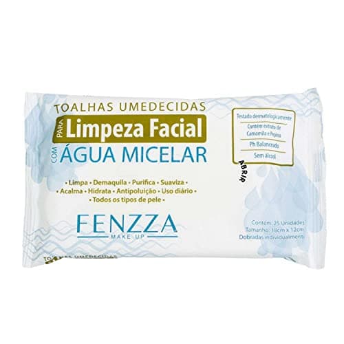 Toalhas Umedecidas Água Micelar Fenzza - Demaquilante Limpeza Profunda Sem Resíduos Oleosos - 25 Unidades - Prático Para Viagem