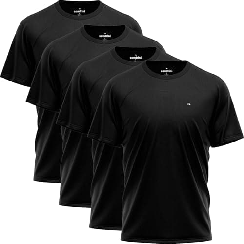 Kit 4 Camisas Dry-fit Sandrini Masculina Academia Treino Uv (BR, Alfa, M, Regular, Preto)